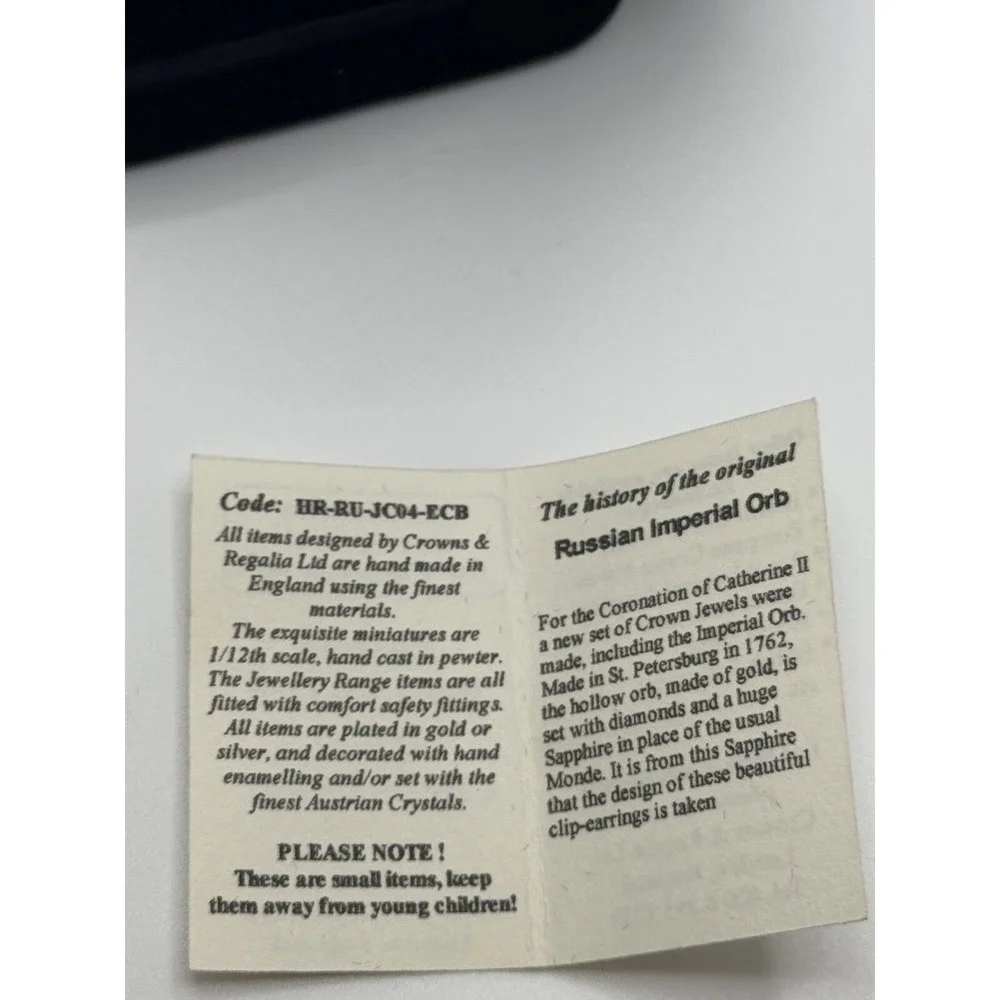 The‎ Miniature Crown Jewel Collection Russian Imperial Orb Detail Clip Earrings - Picture 9 of 11